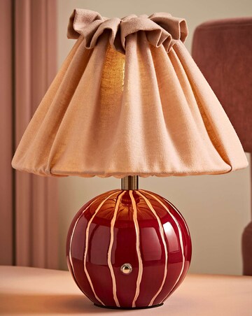 ValueLights Elma Burgundy Stripe Rechargeable Table Lamp