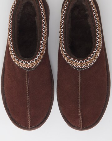 Reese Suede Embroidery Mule Snug Slippers - Extra Wide Fit (EEE)
