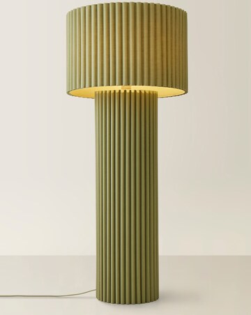 ValueLights Lenny Green Ribbed Fabric Midi Floor Lamp