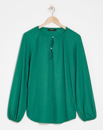 Button Trim Long Sleeve Top