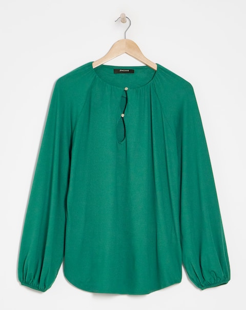 Button Trim Long Sleeve Top