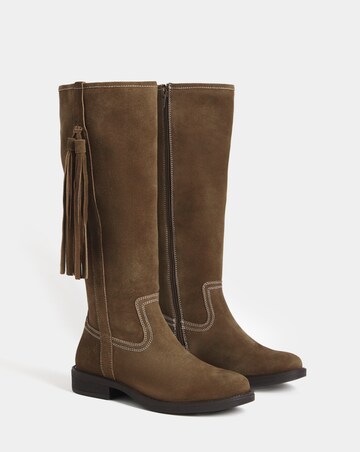 Abby Suede Tassle Knee High Boots - Wide Fit (E) & Curvy Calf