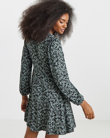 Ditsy Print Supersoft Knot Front Skater Dress