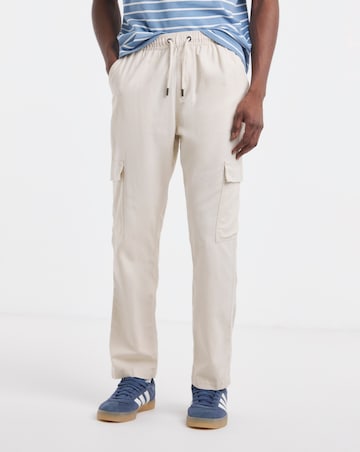 Linen Blend Fully Elasticated Cargo Trouser