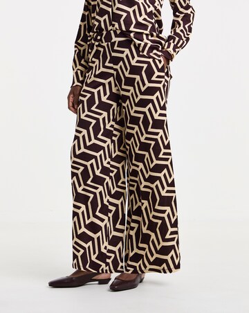 Chocolate Geo Textured Jersey Wide Leg Trouser Co Ord