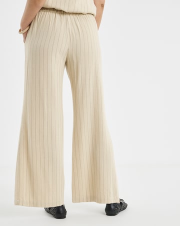 Stripe Linen Mix Wide Leg Trousers