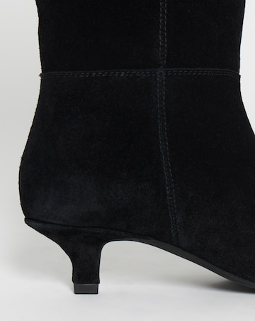 Rosa Leather Pointed Kitten Heel Knee Boots - Wide Fit (E) & Curvy Calf