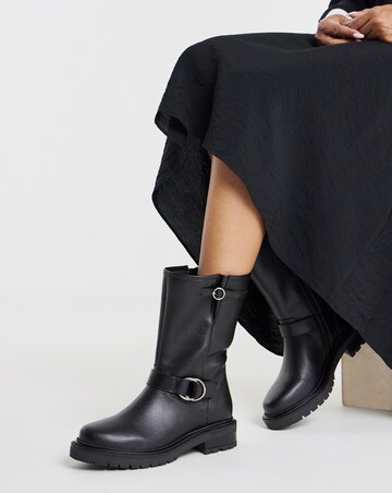 Victoria Buckle Detail Flat Ankle Boots - Wide Fit (E)