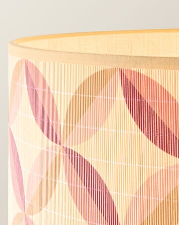 ValueLights Heather Dark Wood Wooden Stem Floor Lamp with Geo Print Bamboo Shade