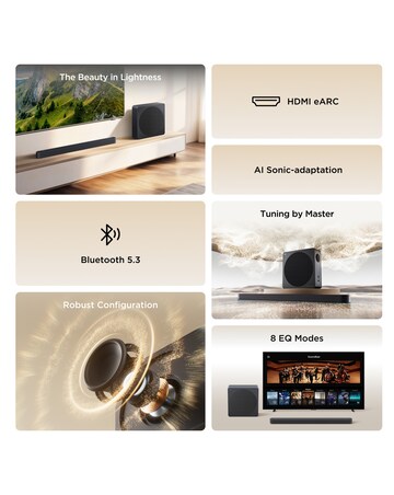 TCL A65K 3.1.2 Dolby Atmos All-in-One Bang & Olufsen AI Soundbar with Subwoofer