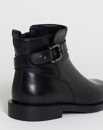 Jazz Leather Flat Buckle Ankle Boots - Wide Fit (E)