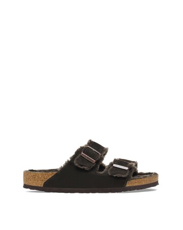 Birkenstock Arizona Shearling Suede Leather Mule Sandals - Standard Fit