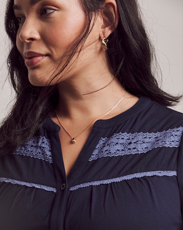 Julipa Navy Lace Trim Jersey Blouse