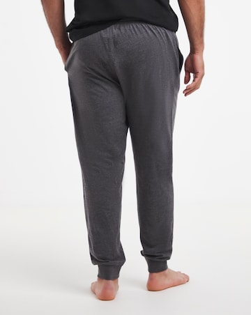 2 Pack Jersey Cuffed Lounge Joggers - Black/Charcoal