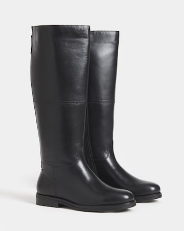 Theodora Leather Flat Knee High Boots - Extra Wide Fit (EEE) & Super Curvy Calf
