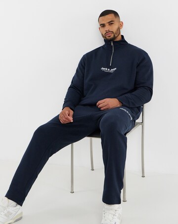 Jack & Jones Vesterbro Quarter Zip Sweat Top and Pants Set - Navy