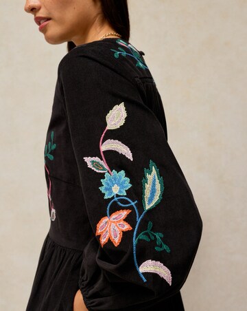 White Stuff Wren Embroidered Cord Dress