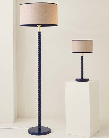 ValueLights Amara Navy Twist Table Lamp with Colour Match Inner Shade