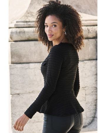 Sosandar Button Detail Textured Top