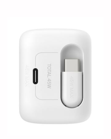 Belkin BoostCharge 45W USB-C Wall Charger with Retractable Cable - White