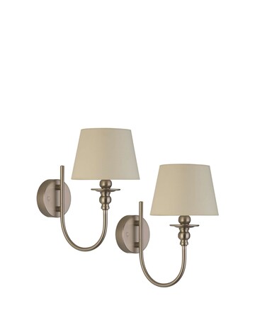 Averon Pair of Satin Silver Rechargeable Wall Lights