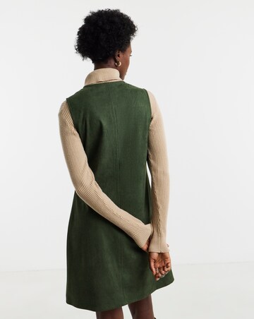 Olive Green Suedette Sleeveless Shift Dress