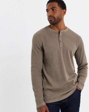 Textured Long Sleeve Grandad T-Shirt