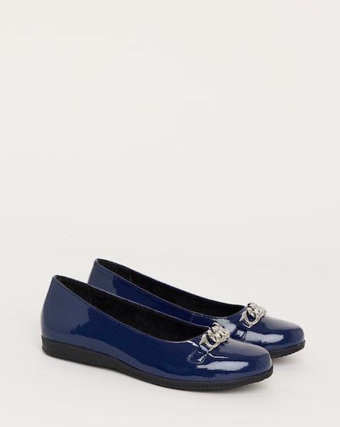 Heavenly Soles Marilyn Chain Trim Ballerina - Extra Wide Fit (EEE)