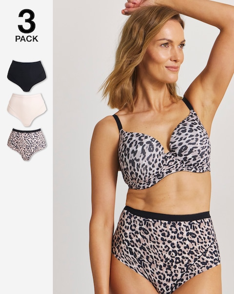 Pretty Secrets (3 Pack) Knickers Leopard Mix
