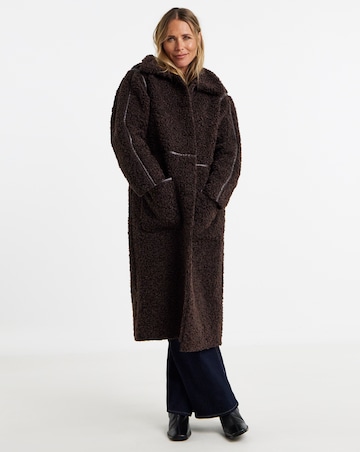 Chocolate Maxi Teddy Faux Fur Coat