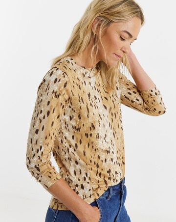 Doe Print Crew Neck Long Sleeve T-Shirt