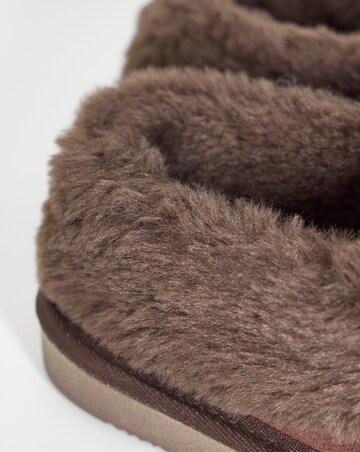 Capri Full Suede Faux Fur Trim Slippers - Extra Wide Fit (EEE)