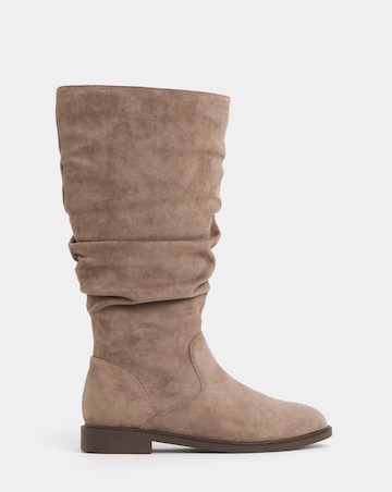 Pebble Knee High Ruched Boots Extra Wide EEE Fit Super Curvy Calf