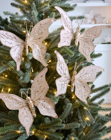 Gold Glitter Butterfly Picks - Set of 4