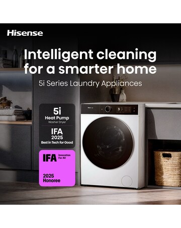 Hisense 5i 12kg / 8kg Heat Pump KitchenFit Washer Dryer White