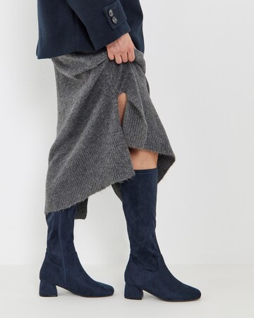 Natalya Block Heel Stretch Knee High Boots - Wide Fit (E) & Standard Calf