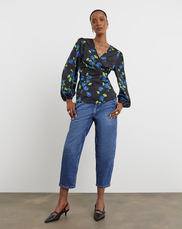 Joanna Hope Floral Satin Wrap Blouse
