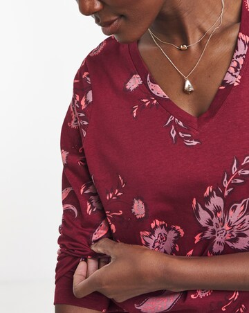Teal, Print And Lilac 3 Pack V-Neck Long Sleeve T-Shirt