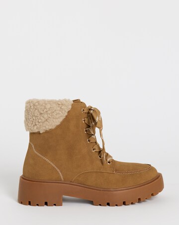 Kerry Lace Up Flat Ankle Boots - Wide Fit (E)