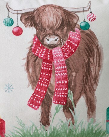 Catherine Lansfield Christmas Highland Cow Cushion