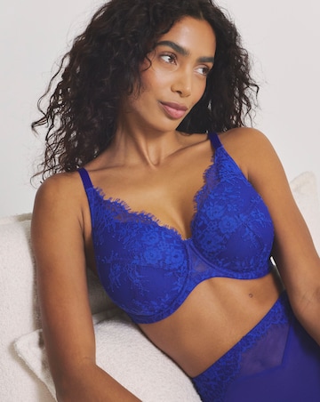 Pretty Secrets Full Cup Lace Padded Bra Blue