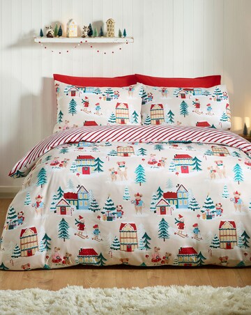 Catherine Lansfield Christmas Mouse Town Duvet Cover Set