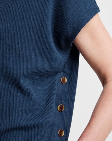 Navy Button Side Short Sleeve Top