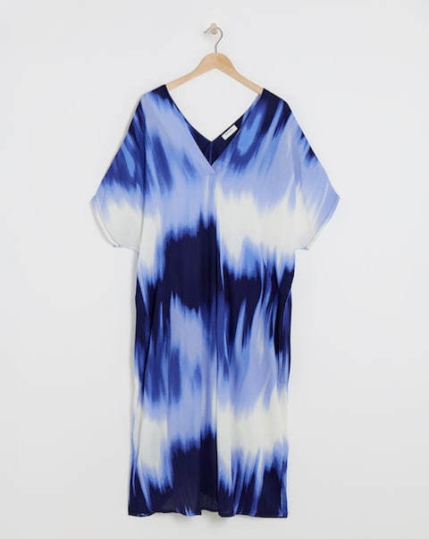 Textured Crinkle Overhead Midi Kaftan Dress