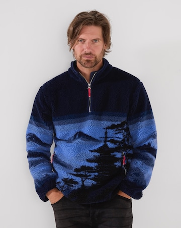 Joe Browns Pagoda Landscape Borg Funnel Fleece - Blue