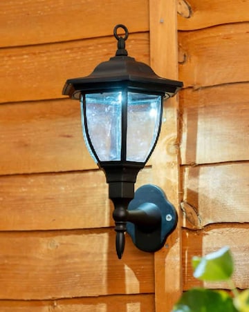 ValueLights Pack of 2 Black Lantern Solar Wall Lights