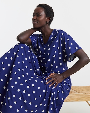 Spot Print Jersey Neckl Maxi Dress