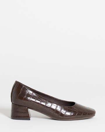 Heavenly Soles Catherine Low Block Heel Court Shoes - Wide Fit (E)