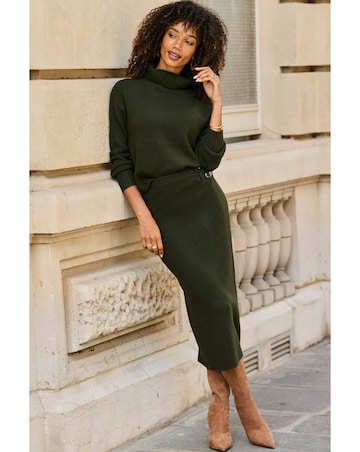 Sosandar Tweedy Look Knitted Midaxi Skirt