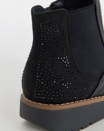 Cushion Walk Chelsea Ankle Boots With Sparkle Back - Wide Fit (E)